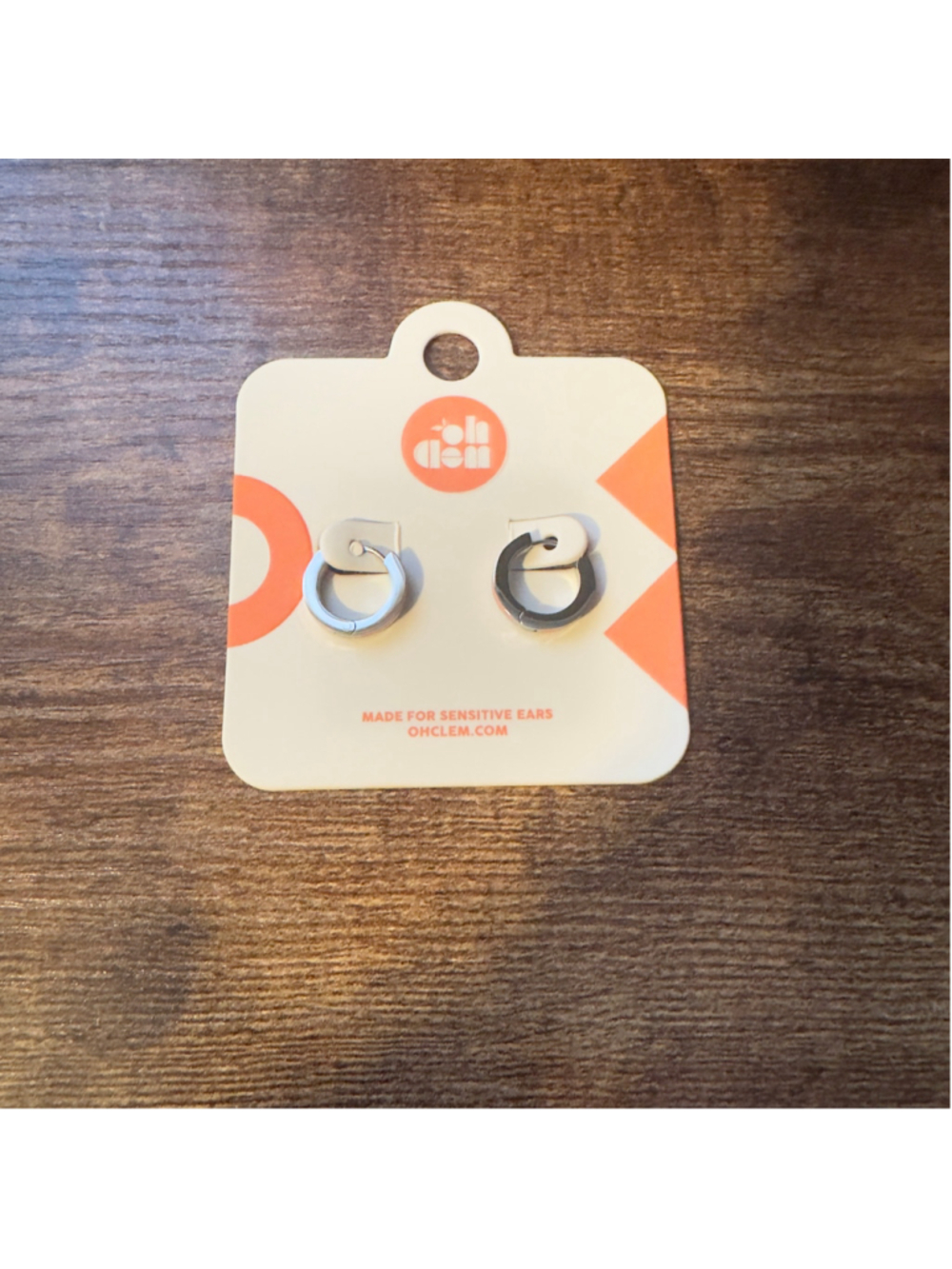 Oh Clementine Orange & Silver Huggie Hoop Earrings | Retro Color Pop Jewelry